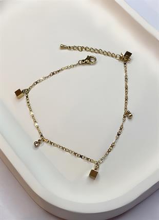 Kadın Küp Detay Minimal Çelik Halhal