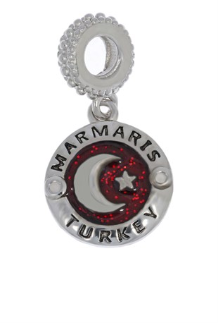 Kadın Marmaris Yazılı Gümüş Charm