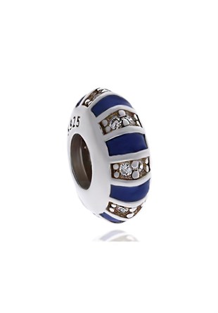 Kadın Mavi Çizgi Detay Gümüş Charm