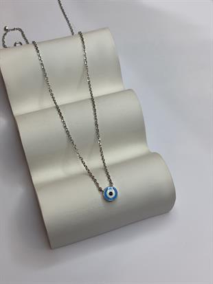 Kadın Mavi Göz Model Gümüş Kolye 