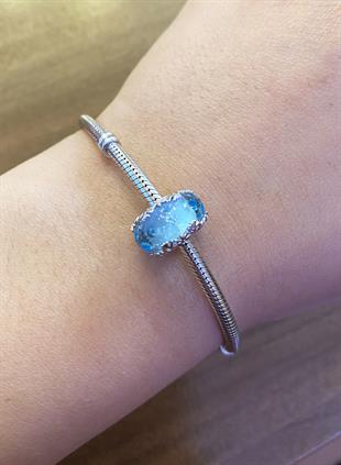 Kadın Mavi Renk Detay Murono Taş Gümüş Charm