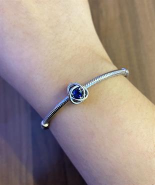 Kadın Mavi Renk Eylül Ayı Doğum Taşı Detay Gümüş Charm