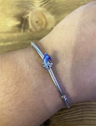 Kadın Mavi Renk Geko Gümüş Charm