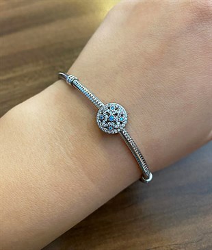 Kadın Mavi Taş Detay Gümüş Charm