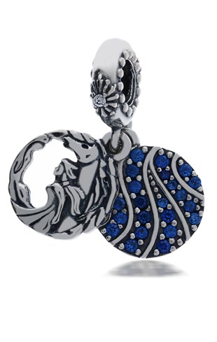 Kadın Mavi Taş Detay Özgür Kız Model Gümüş Charm