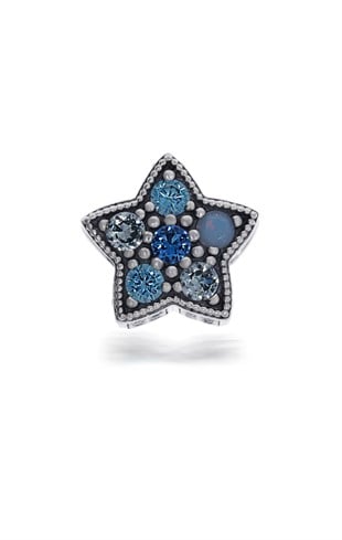 Kadın Mavi Taşlı Yıldız Model Gümüş Charm