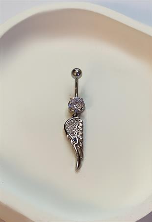 Kadın Melek Kanadı Taşlı Çelik Piercing