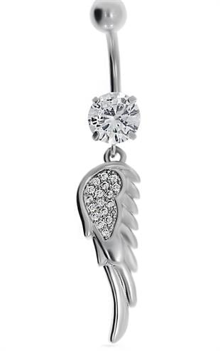 Kadın Melek Kanadı Taşlı Çelik Piercing