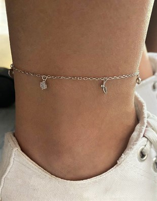 Kadın Minik Balık Detay Gümüş Halhal