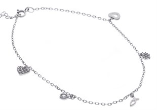 Kadın Minik Balık Detay Gümüş Halhal