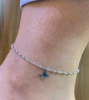 Kadın Minik Kelebek Detay Gümüş Halhal