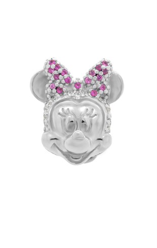 Kadın Minnie Mouse Model Taşlı Gümüş Charm