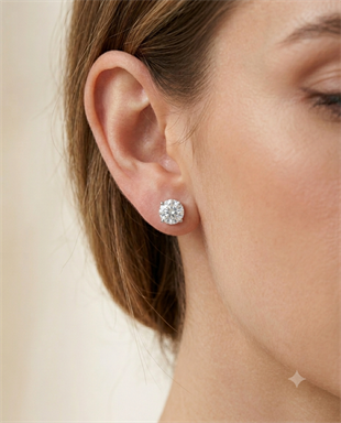Kadın Moissanite Büyük Tek Taş Gümüş Küpe