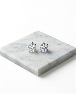 Kadın Moissanite Büyük Tek Taş Gümüş Küpe