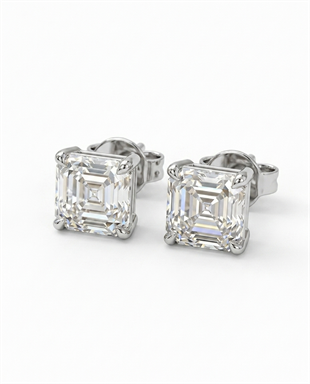 Kadın Moissanite Kare Tek Taş Gümüş Küpe