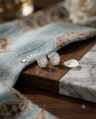 Kadın Moissanite Oval Model Taşlı Gümüş Küpe
