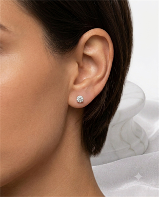 Kadın Moissanite Tek Taş Model Gümüş Küpe