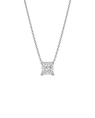 Kadın Moissanite Tek Taş Model Gümüş Kolye 