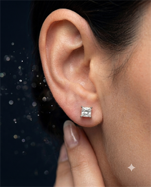Kadın Moissanite Tek Taş Model Zarif Gümüş Küpe 