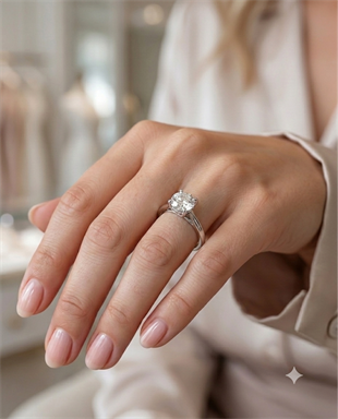 Kadın Moissanite Tektaş Detay Gümüş Yüzük