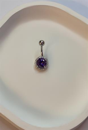 Kadın Mor Taş Detay Çelik Piercing