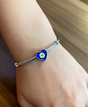 Kadın Nazar Boncuğu Detay Kalp Model Charm
