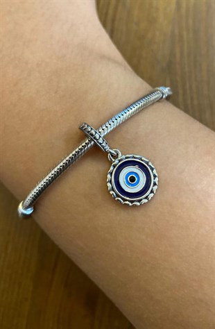 Kadın Nazar Boncuğu Model Sallantılı Gümüş Charm