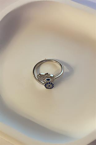 Kadın Nazar Boncuğu ve Fatma Eli Model Ayarlanabilir Yüzük