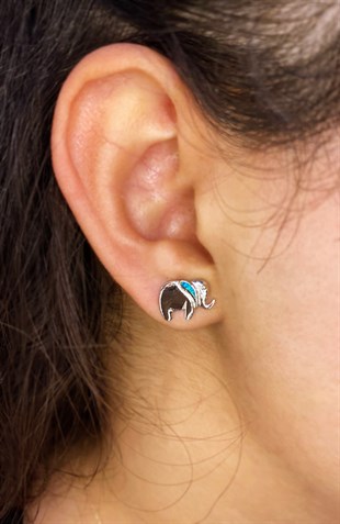 Kadın Opal Fil Model Gümüş Küpe