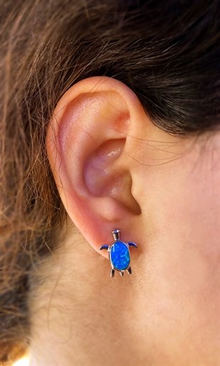 Kadın Opal Kaplumbağa Model Gümüş Küpe