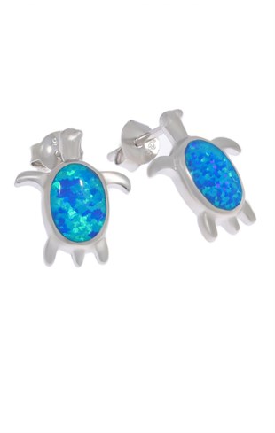 Kadın Opal Kaplumbağa Model Gümüş Küpe