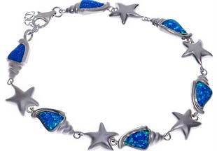 Kadın Opal Taş Deniz Kabuğu Model Gümüş Bileklik