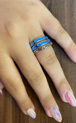 Kadın Opal Taş Detay Gümüş Yüzük 