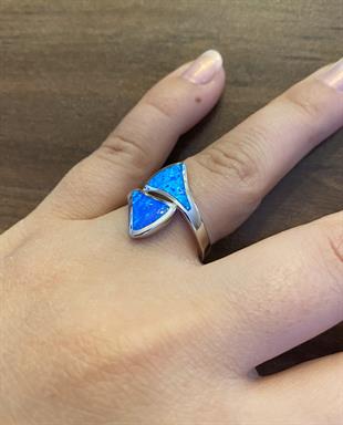 Kadın Opal Taş Gümüş Yüzük