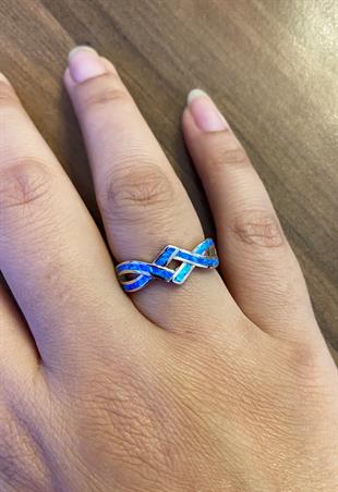 Kadın Opal Zikzak Model Gümüş Yüzük