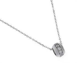 Kadın Oval Model Ortası Sıra Taş Detay Gümüş Kolye