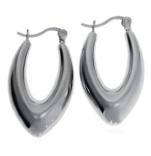 Kadın Oval Silver Renk Gümüş Küpe