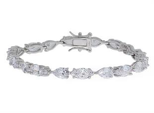 Kadın Oval ve Damla Taş Model Gümüş Bileklik