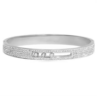 Kadın Oynar Üç Taş Model Çelik Bilezik