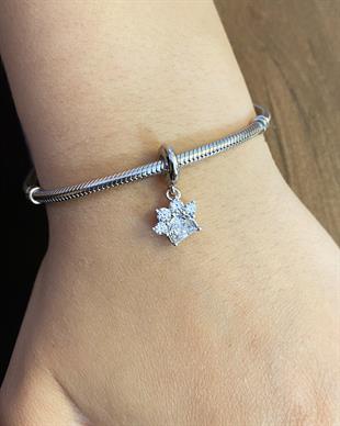 Kadın Pati Model Taşlı Gümüş Charm