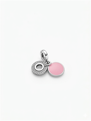 Kadın Pembe Renk Taşlı Gümüş Charm