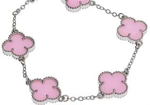 Kadın Pembe Renk Yonca Model Çelik Bileklik