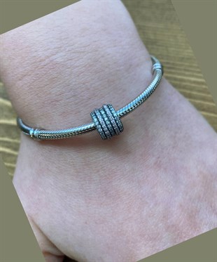 Kadın Pembe Taş Detay Charm