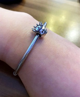 Kadın Prenses Temalı Taş Detaylı Gümüş Charm