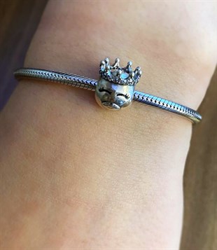 Kadın Prenses Temalı Taş Detaylı Gümüş Charm