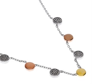 Kadın Renk Detay Gümüş Kolye 