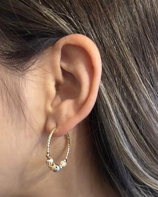 Kadın Renkli Boncuk Detay Çelik Halka Küpe