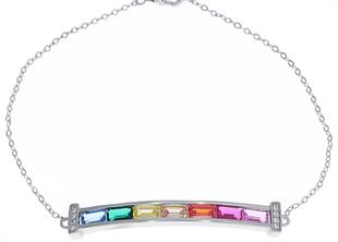 Kadın Renkli Taşlı Model Gümüş Bileklik