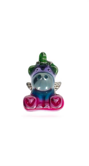 Kadın Renkli Unicorn Model Gümüş Charm