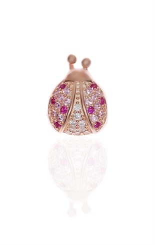 Kadın Rose Gold Renk Uğur Böceği Gümüş Charm 